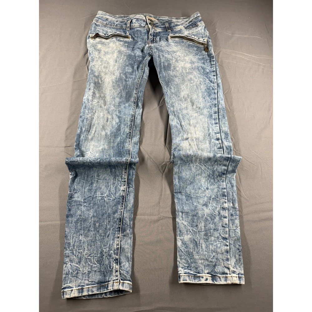 Fishbone Jeans Womens 33 Acid Wash Straight Leg Zipper Pockets Y2K Grunge